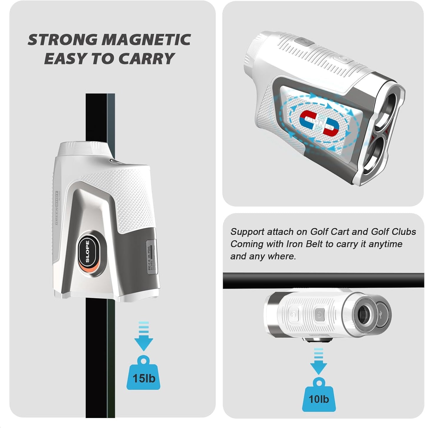 GL1000 Range Finder Golf with Slope Switch, 900 Yards Rechargeable Range Finder for Hunter, 7X Magnification Golf Laser Range Finder, Magnetic Strip, Flag Pole Locking with Pulse Vibration