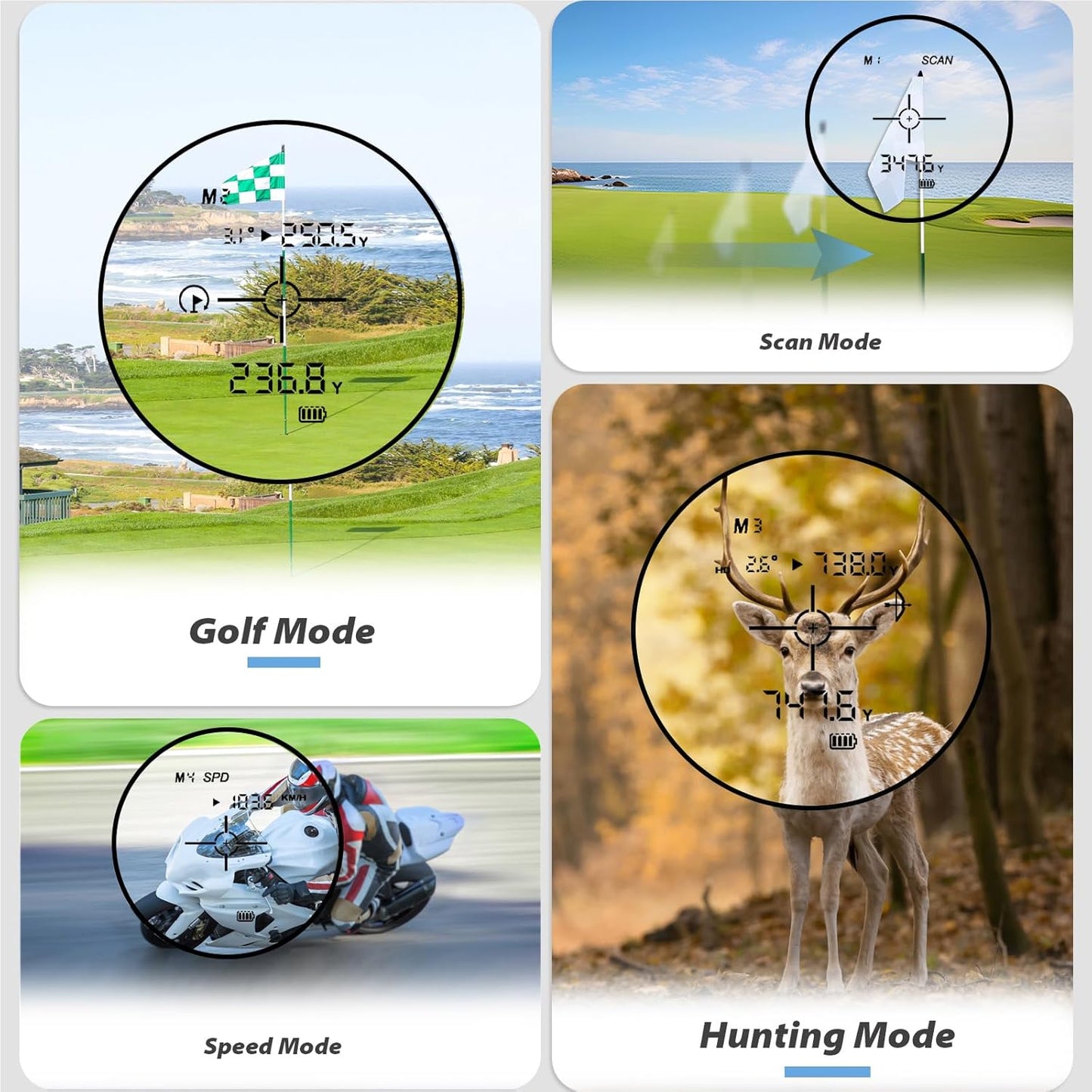 GL1000 Range Finder Golf with Slope Switch, 900 Yards Rechargeable Range Finder for Hunter, 7X Magnification Golf Laser Range Finder, Magnetic Strip, Flag Pole Locking with Pulse Vibration