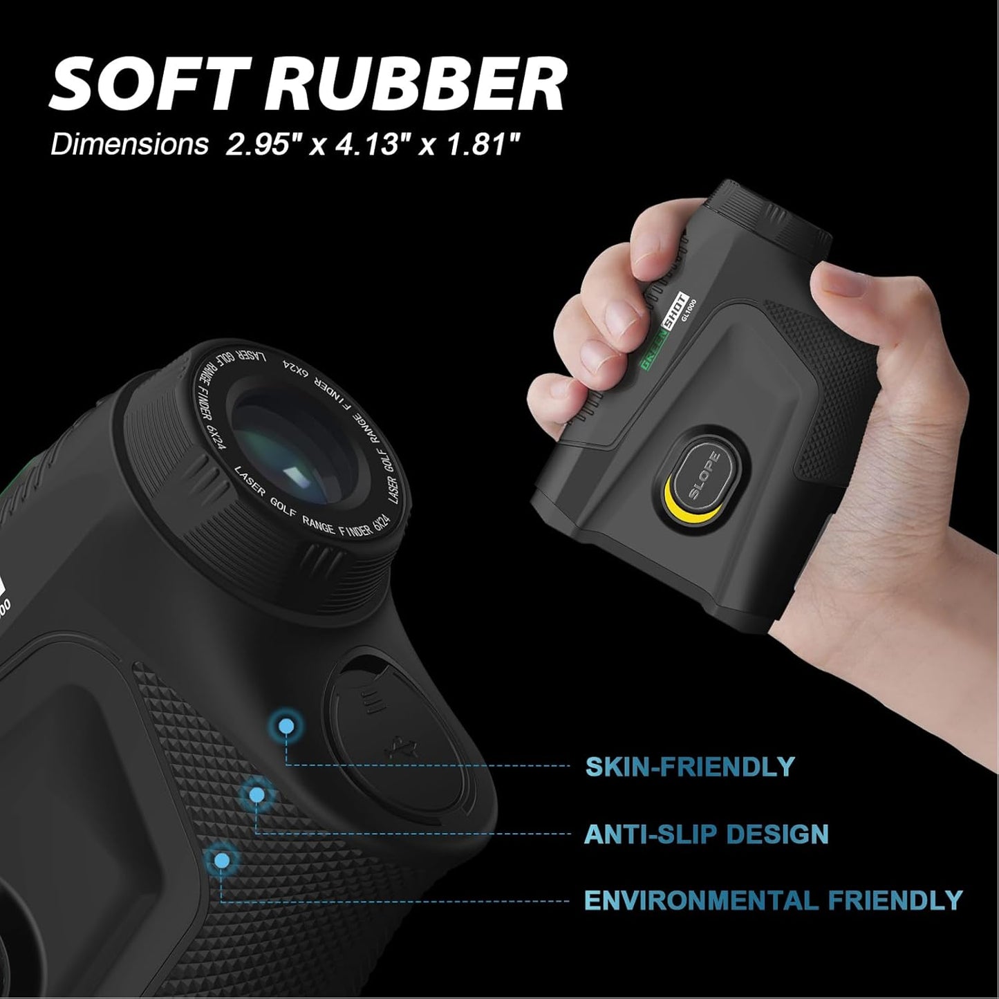 GL1000 Range Finder Golf with Slope Switch, 1200 Yards Rechargeable Range Finder for Hunter, 7X Magnification Golf Laser Range Finder, Magnetic Strip, Flag Pole Locking with Pulse Vibration
