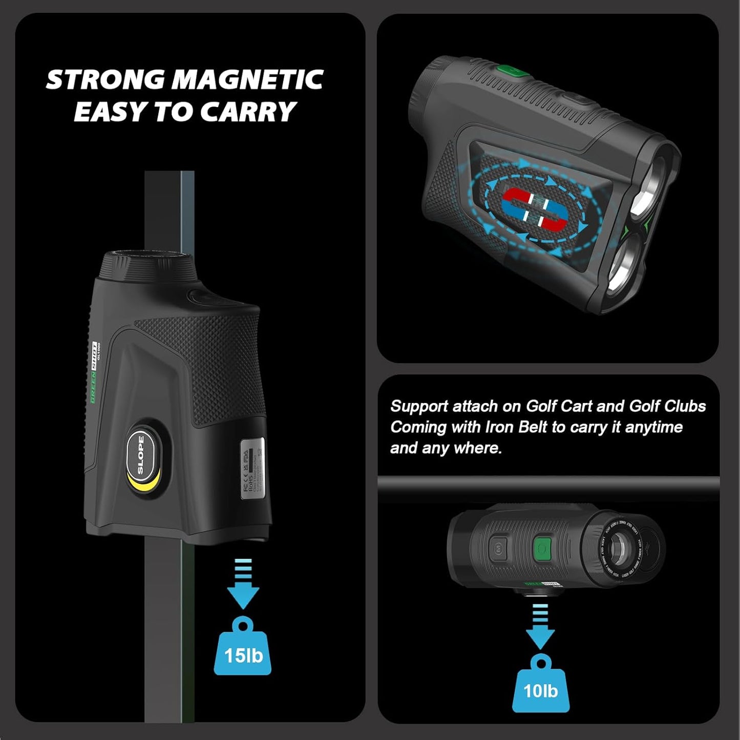 GL1000 Range Finder Golf with Slope Switch, 1200 Yards Rechargeable Range Finder for Hunter, 7X Magnification Golf Laser Range Finder, Magnetic Strip, Flag Pole Locking with Pulse Vibration